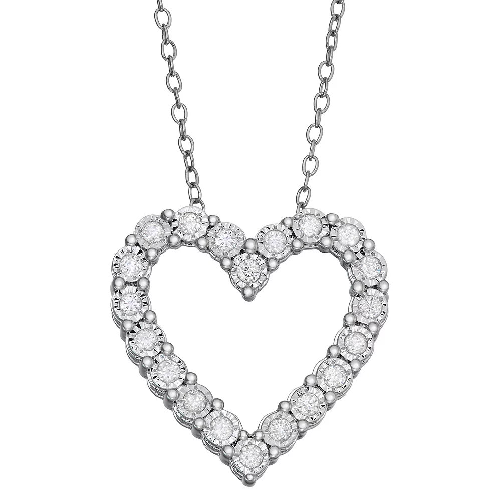Sterling Silver 1/4 Carat T.W. Diamond Heart Pendant Necklace