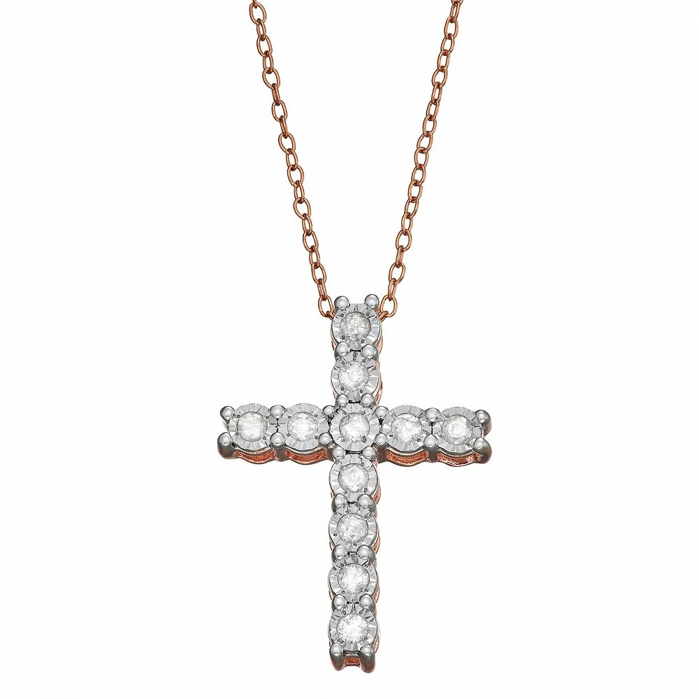Sterling Silver 1/4 Carat T.W. Diamond Cross Pendant Necklace - Image 3