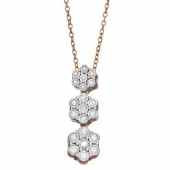 Sterling Silver 1/4 Carat T.W. Diamond Flower Linear Pendant Necklace