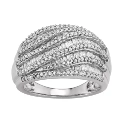 Sterling Silver 1 Carat T.W. Diamond Multi Row Ring