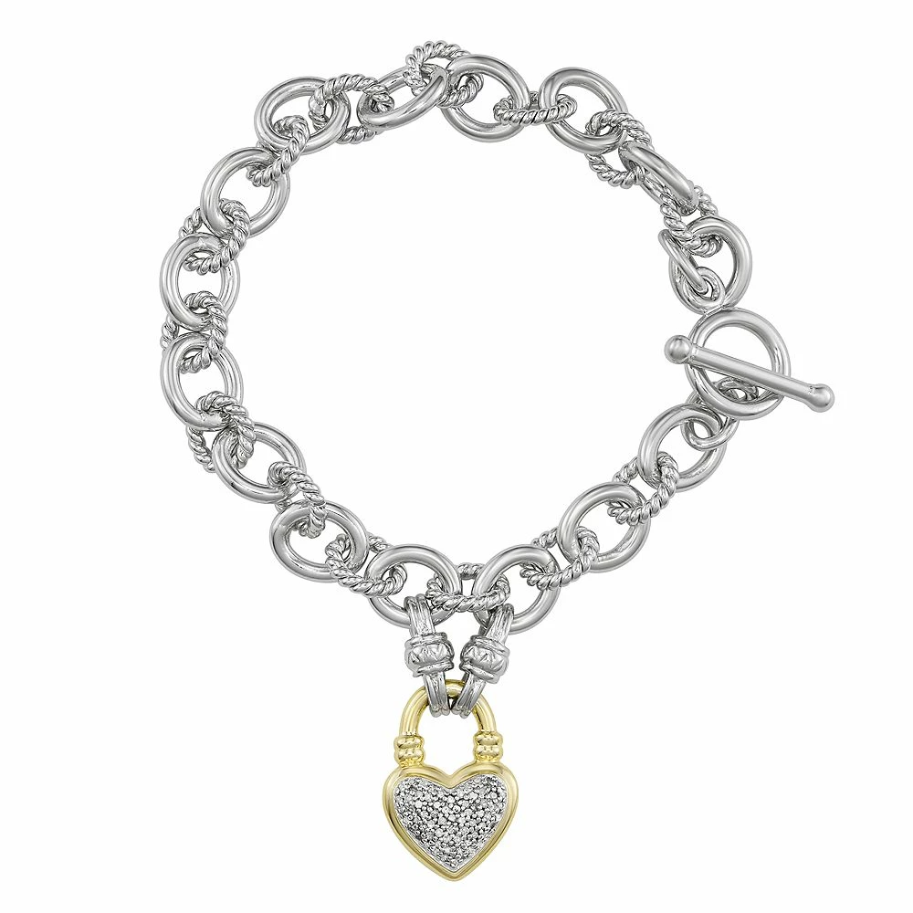 Sterling Silver 1/4 Carat T.W. Diamond Heart Toggle Bracelet - Image 3