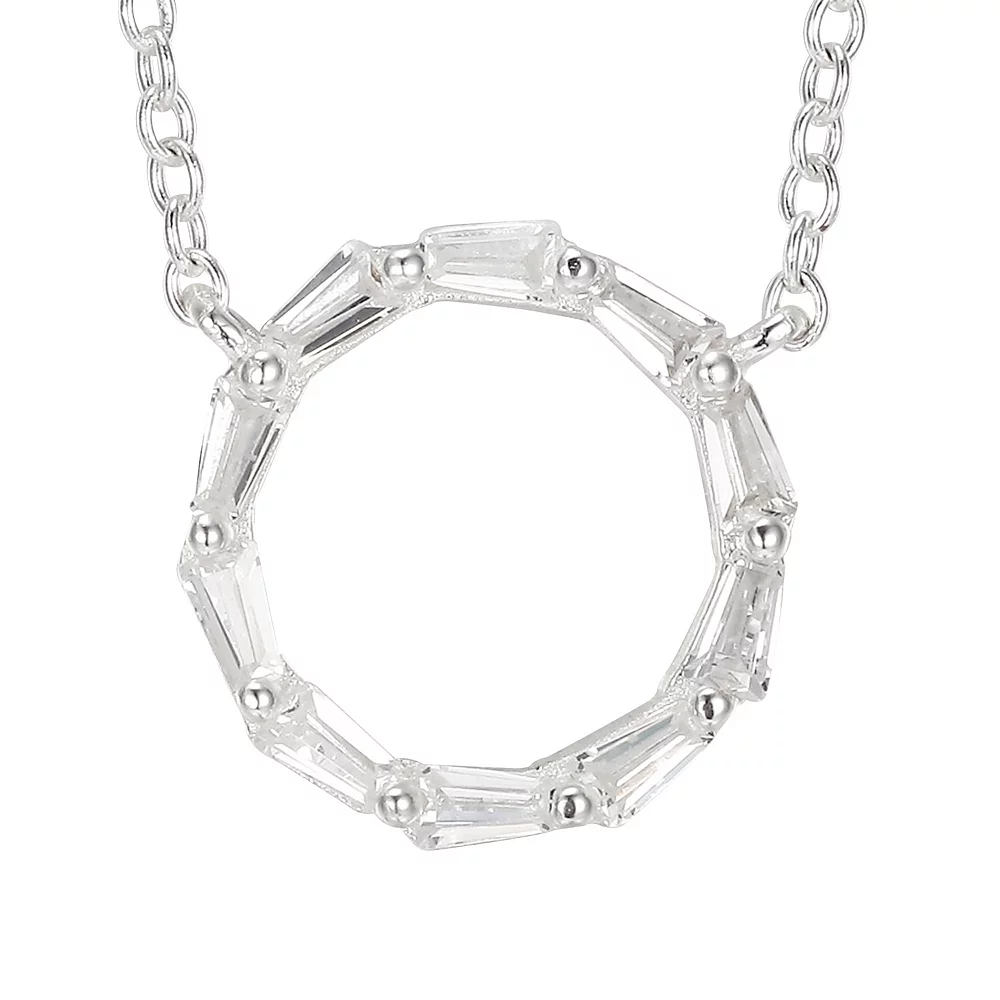 Love This Life® Sterling Silver Cubic Zirconia Baguette Circle Necklace - Image 2