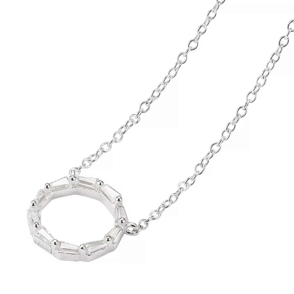 Love This Life® Sterling Silver Cubic Zirconia Baguette Circle Necklace - Image 3