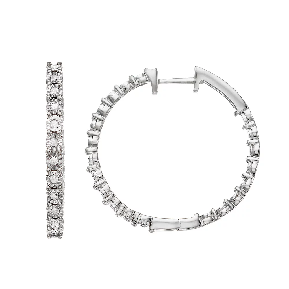 1/4 Carat T.W. Diamond Hoop Earrings - Image 2