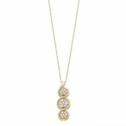 14k Gold Over Sterling Silver 1/4 Carat T.W. Diamond Three Flower Infinity Pendant Necklace