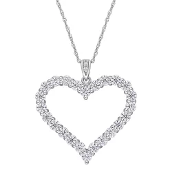 Stella Grace Sterling Silver 2 2/5 Carat T.W. Lab Created Moissanite Heart Pendant Necklace