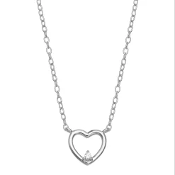 PRIMROSE Sterling Silver Open Heart with Cubic Zirconia Pendant Necklace