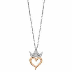 Disney Princess Sterling Silver Diamond Accent Crown & Heart Necklace