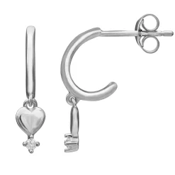 PRIMROSE Sterling Silver Heart C-Hoop Earrings