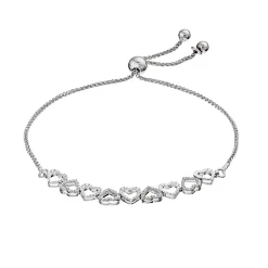 Sterling Silver 1/5 Carat T.W. Diamond Hearts Bolo Bracelet