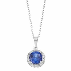 RADIANT GEM Lab-Created Sapphire & Diamond Accent Birthstone Pendant Necklace