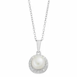 RADIANT GEM Freshwater Cultured Pearl & Diamond Accent Birthstone Pendant Necklace