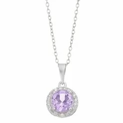 RADIANT GEM Amethyst & Diamond Accent Birthstone Pendant Necklace