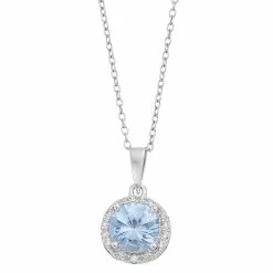 RADIANT GEM Simulated Aquamarine & Diamond Accent Birthstone Pendant Necklace