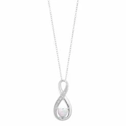 RADIANT GEM Lab-Created White Opal & Diamond Accent Infinity Heart Birthstone Pendant
