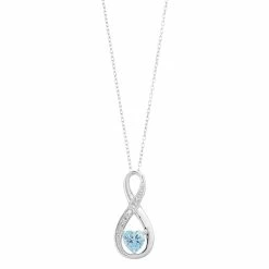 RADIANT GEM Blue Topaz & Diamond Accent Infinity Heart Birthstone Pendant