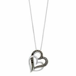 Delicate Diamonds Sterling Silver 1/10 Carat T.W. Diamond Double Heart Pendant Necklace