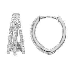 Diamond Brilliance Sterling Silver 1/10 Carat T.W. Diamond Triple Hoop Earrings