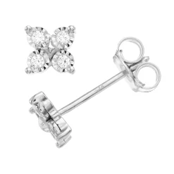 Diamond Brilliance Sterling Silver 1/10 Carat T.W. Diamond Flower Stud Earrings