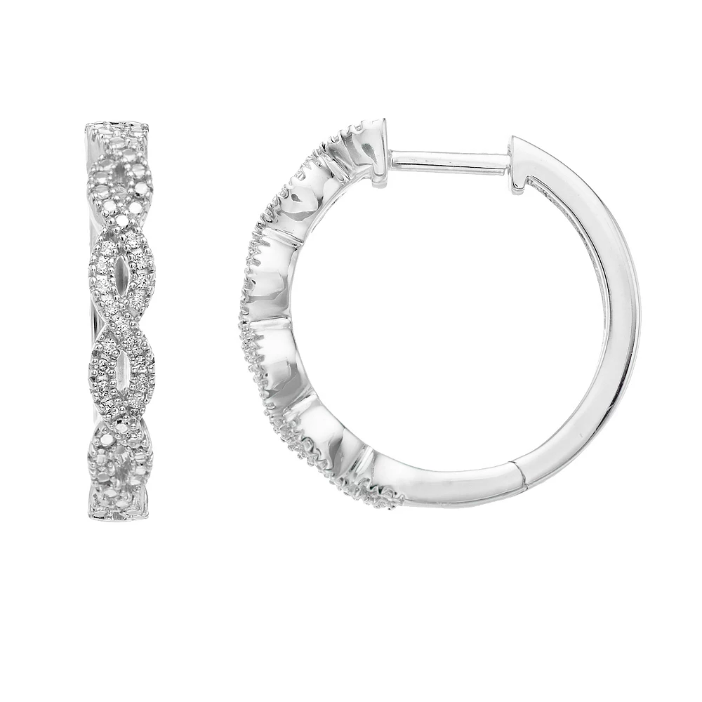 Diamond Brilliance Sterling Silver 1/10 Carat T.W. Diamond Infinity Hoop Earrings - Image 2
