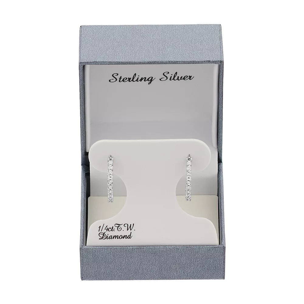 Diamond Brilliance Sterling Silver 1/10 Carat T.W. Diamond Hoop Earrings - Image 4