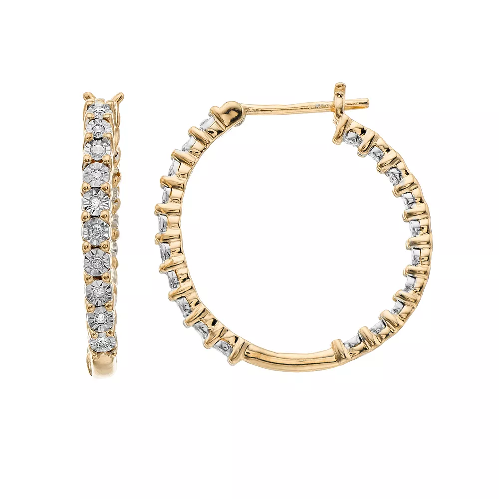 Diamond Brilliance Sterling Silver 1/10 Carat T.W. Diamond Hoop Earrings