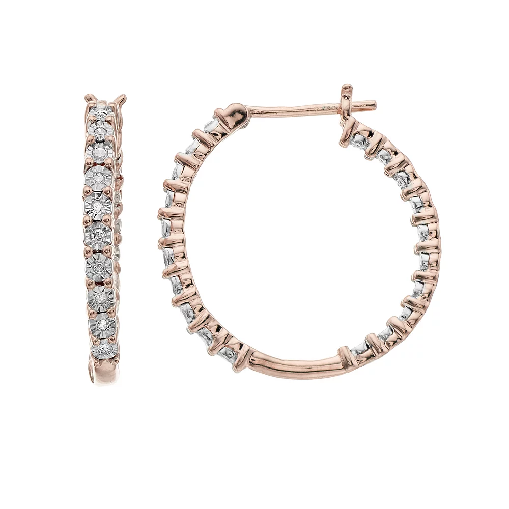 Diamond Brilliance Sterling Silver 1/10 Carat T.W. Diamond Hoop Earrings - Image 2