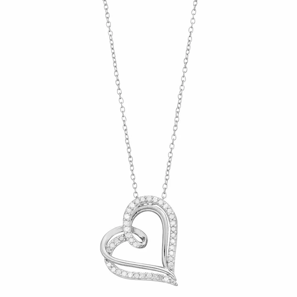 Sterling Silver 1/4 Carat T.W. Diamond Heart Pendant Necklace - Image 3