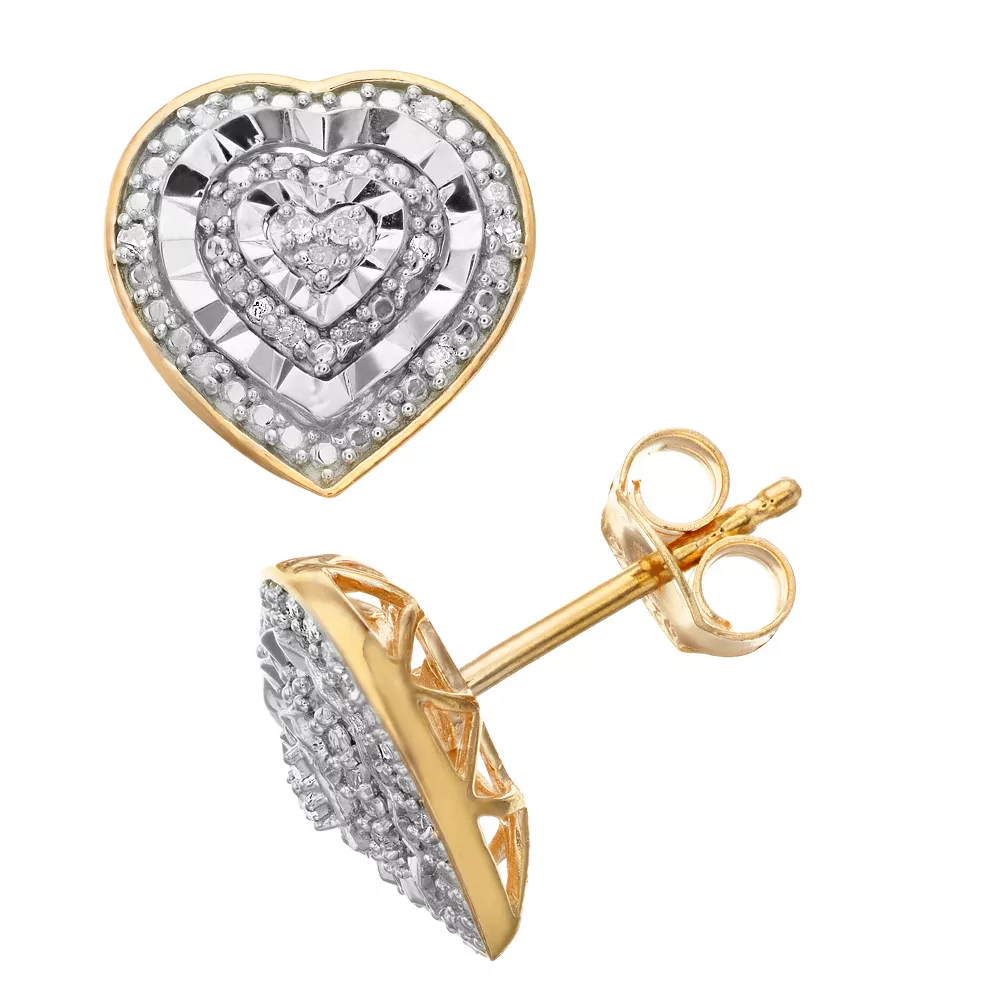 Sterling Silver 1/10 Carat T.W. Diamond Heart Stud Earrings