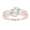 14k Rose Gold Over Silver 1/4 Carat T.W. Diamond 3-Stone Ring