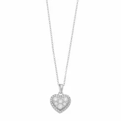 Sterling Silver 1/2 Carat T.W. Diamond Heart Pendant Necklace