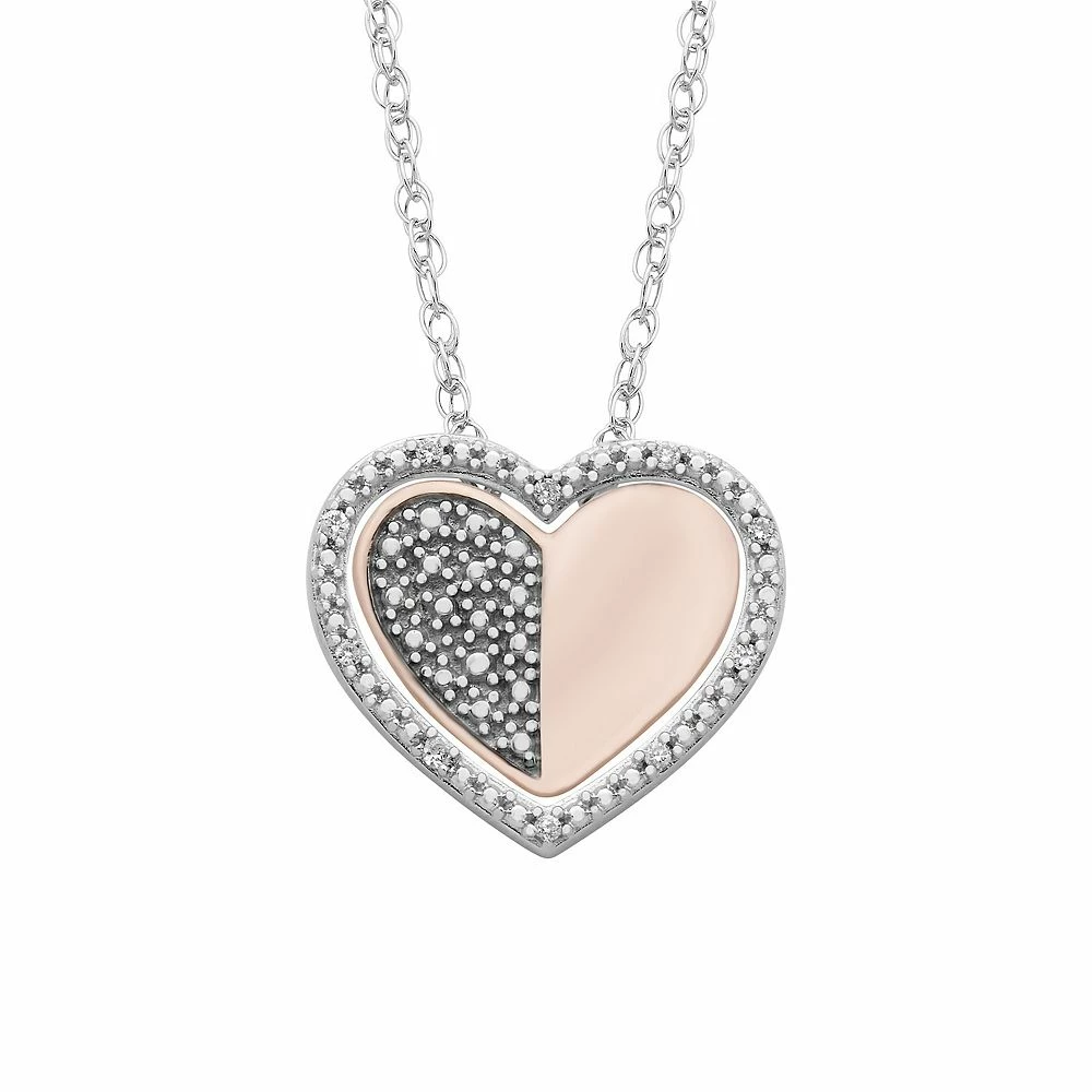 Boston Bay Diamonds 14k Rose Gold Over Silver Diamond Accent Heart Pendant Necklace Set of 2