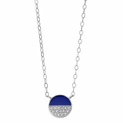 Aleure Precioso Sterling Silver Cubic Zirconia & Enamel Circle Necklace