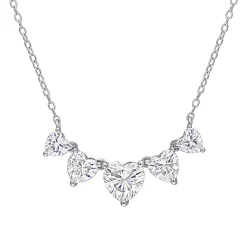 Stella Grace Sterling Silver 2 1/2 Carat T.W. Lab-Created Moissanite Multi-Heart Necklace
