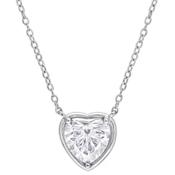 Stella Grace Sterling Silver 2 Carat T.W. Lab-Created Moissanite Halo Heart Necklace