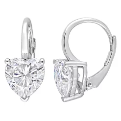 Stella Grace Sterling Silver 4 Carat T.W. Lab-Created Moissanite Heart Leverback Earrings