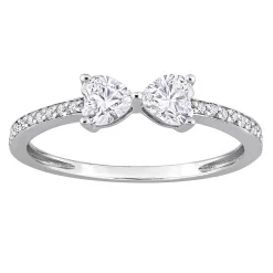 Stella Grace Sterling Silver 3/5 Carat T.W. Lab-Created Moissanite Duo Heart Ring