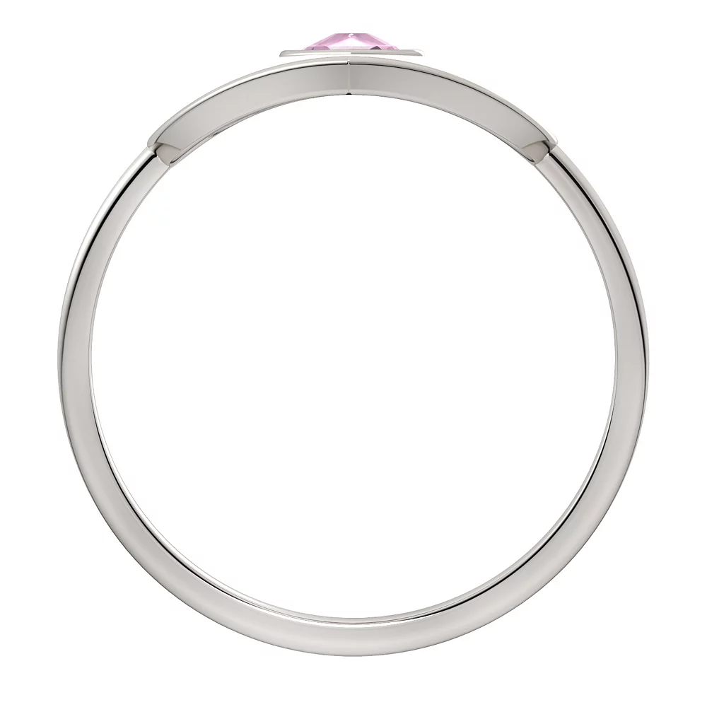 Sterling Silver Lab-Created Pink Sapphire & Enamel Heart Ring - Size 7 - Image 3