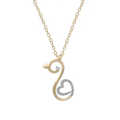 DeCouer Diamond Accent Heart Cat Swirl Pendant Necklace