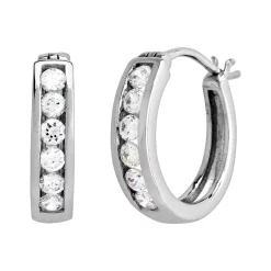 DiamonLuxe Sterling Silver 3/5-ct. T.W. Simulated Diamond Hoop Earrings