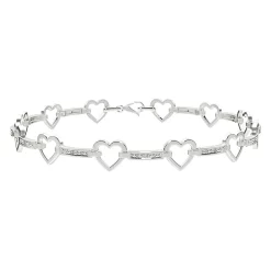 Sterling Silver Diamond Accent Heart Bracelet