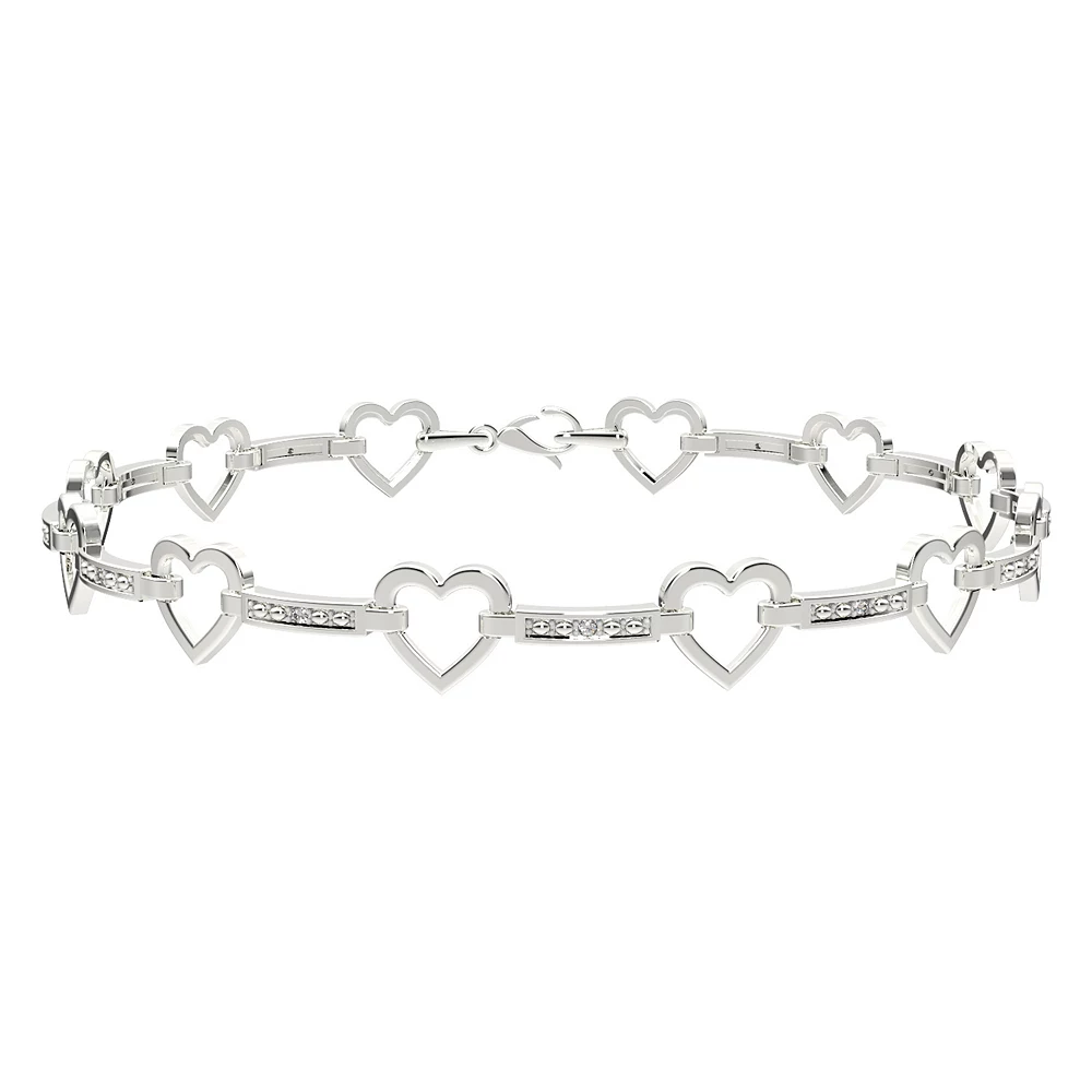 Sterling Silver Diamond Accent Heart Bracelet