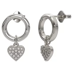 Sterling Silver Diamond Accent Heart Dangle Earrings