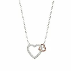 Sterling Silver & 10k Rose Gold Diamond Accent Heart Pendant Necklace