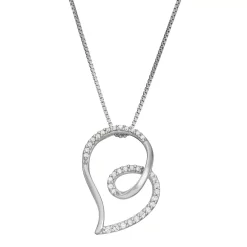 HDI Sterling Silver 1/6 Carat T.W. Diamond Swirl Heart Pendant Necklace