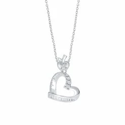 Irena Park Sterling Silver 1/6 Carat T.W. Diamond Heart Pendant Necklace