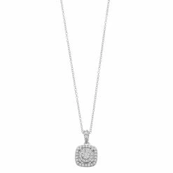 1/4 Carat T.W Diamond Cushion Pendant Necklace