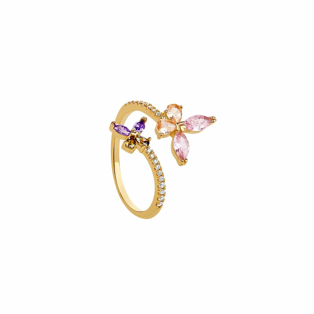 PRIMROSE Sterling Silver Cubic Zirconia Butterfly Bypass Ring - Image 3