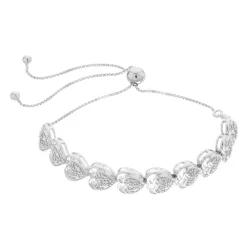 Sterling Silver 1/4 Carat T.W. Adjustable Heart Bracelet