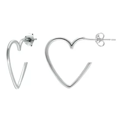 Aleure Precioso Sterling Silver Heart Shaped Hoop Earrings